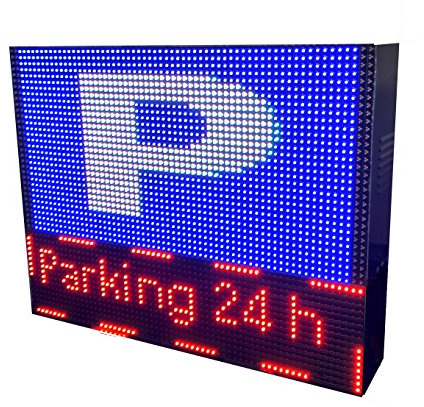 Rótulo LED programable especial Parking (64x48 cm) / Pantalla LED RGB/Cartel LED electrónico negocios/Letrero LED luminoso publicitario exterior/Display parking para aparcamientos garajes