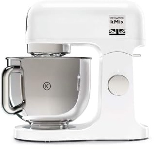 Kenwood kMix KMX750AW Küchenmaschine, 5 l Edelstahl Schüssel, Safe-Use-Sicherheitssystem, Metallgehäuse, 1000 Watt, inkl. 3-Teiligem Patisserie-Set und Spritzschutz, Weiß