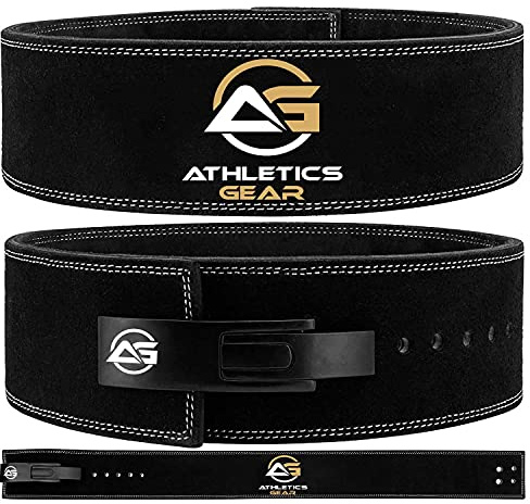 Weight Lifting Belt by AG - 4 inch Wide & 8 mm Thick Leather Weightlifting Belt with LEVER Buckle, Gym Lifting, Powerlifting, Workout, Weight Belt for Men & Women