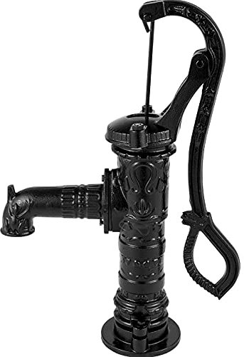 VEVOR Cast Iron Hand Pump 40 x 15 x 68 cm with Water Spout Diameter x L 6.5 x 22 cm Hand Pump 16 cm Foot Diameter Garden Pump Black Ideal as Decoration for Family Ponds Yards Gardens