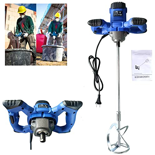 Agitador de mortero de 2600 W, 230 V, 1500 R/min, 6 niveles, mezclador, agitador de mortero, hormigón, mortero, agitador de hormigón, con mango ergonómico, color azul