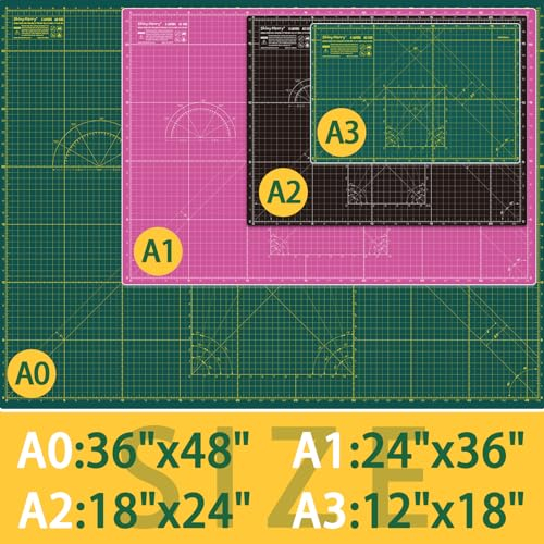 Alfombrilla de corte autorreparable A0, 91.4 cm x 121.9 cm, alfombrilla de corte de tela de doble cara de 5 capas para costura, manualidades, tela, acolchado, proyectos de álbumes de recortes,