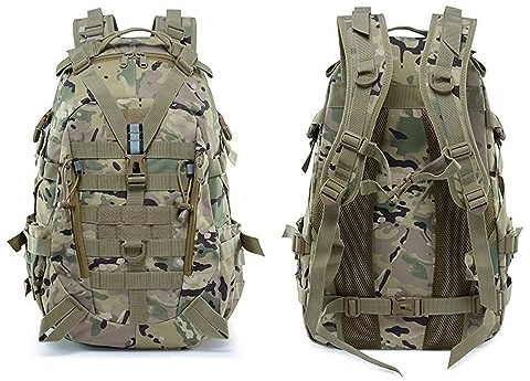 YZNLOQ Zaino Tattico Militare da 25L per Uomini, Zaino da Escursionismo e Campeggio Molle con Striscia Luminosa, Zaino da Caccia da Esterno, CP, 49*30*21cm