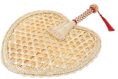 Garneck Vintage Woven Handheld Fan Handmade Chinese Style Hand Fan Decorative for Outdoor Gatherings Beach Use Lightweight and Portable for Keeping Cool in Hot Weather