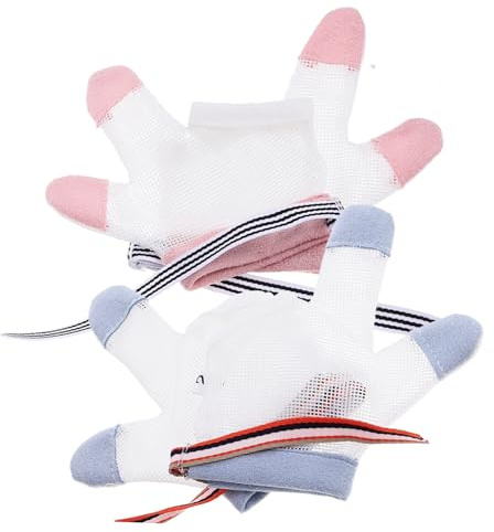 Hohopeti 2 Set Di Guanti Per Il Pollice Del Bambino Strumento Per Smettere Di Succhiare Morbidi Guanti Per Mordere Le Dita Dei Neonati Facili Da Pulire Comodi Per I Neonati 2 Paia*2