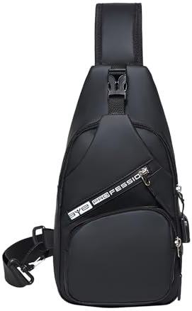 Focenat Anti-Diebstahl Sling Bag für Herren, Verstellbarer Brusttasche Herren Crossbody Bag, Sling Rucksack, Schultertasche Umhängetasche Sporttasche Reise Wander Daypack für Herren (Schwarz)