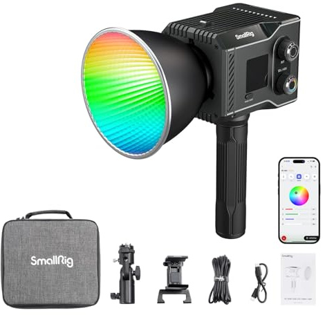 SMALLRIG RC 60C Lampe Vidéo LED RGB, Contrôle par APP à Distance et Manuel, Température de Couleur 2500K-10000K, Prend en Charge Rapide PD, avec 12 Effets de Lumière, Èdition Powerbank Clamp – 4810