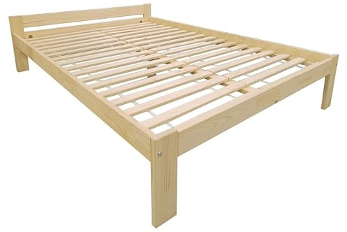 PROSBUD Bett 120x190 cm Mit Lattenrost Bettrahmen Bettgestell Unbehandeltes Kiefernholz Naturfarbe Malma