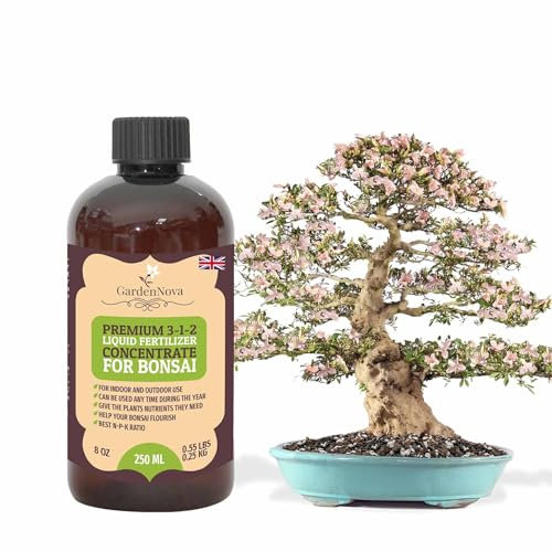 Premium Liquid Bonsai Plant Fertilizer - 3-1-2 Concentrate for Indoor Plants and Flowers by GardenNova | Organic Plant Food for Bonsai - 8oz