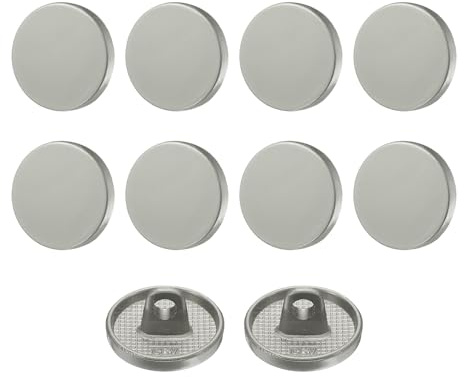 QUARKZMAN Botones Metálicos Redondos Planos 20L 12mm Gris 10Pcs | Bontones de Aleación, Reemplazo para Trajes, Abrigos de Lana, Camisas y Pantalones, Manualidades de Costura