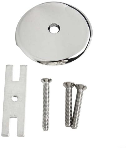 Drain de baignoire à trou unique en laiton – Panneau de trop-plein avec 3 vis – Kit d'installation pour baignoires standard (argenté)