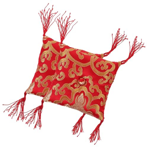Yardwe 2piezas Cojín de Cuenco Budista para Cuenco Tibetano Tapete de Roja Hecho Mano para Rituales Budistas y Meditación Varios estilos