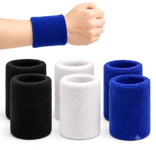Poignets Éponge Sport 6 Pièces, Bracelets Absorbants Tennis Padel Fitness