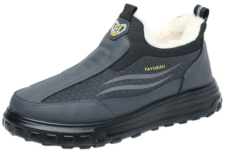 Baskets Homme d'hiver Slip-on Doublées en Polaire Chaud Coton Sport Chaussures de Marche sans Lacets Semelle Souple Antidérapante Sneakers Confortables Légères 38