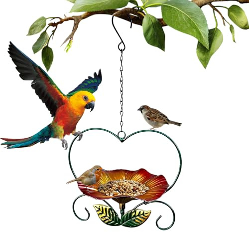 Bandeja para Aves | Decoración de Hierro con Forma de Flor Resistente a la Intemperie | s para Jilgueros para Exterior | Patio, Observación Aves, Pinzones, Loros, Interior/Exterior, Comida/Agua