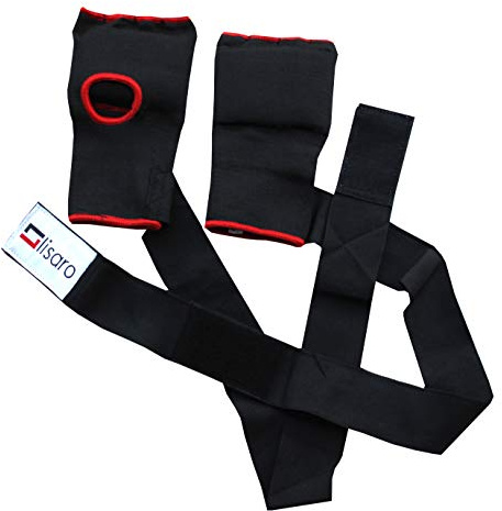 Lisaro boxar elastiska innerhandskar MMA boxbandage handskar utan tummar med stoppning (S)