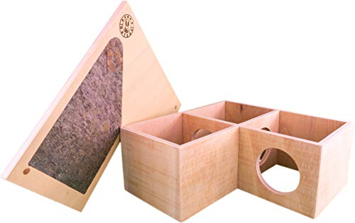 Getzoo Eckhaus Luna mit Schieferdach I Geräumiges und kuscheliges Nagerheim I Schieferdach für natürliche Krallenpflege I Ideal für alle Nagerarten I Einfache Reinigung und Nestkontrolle