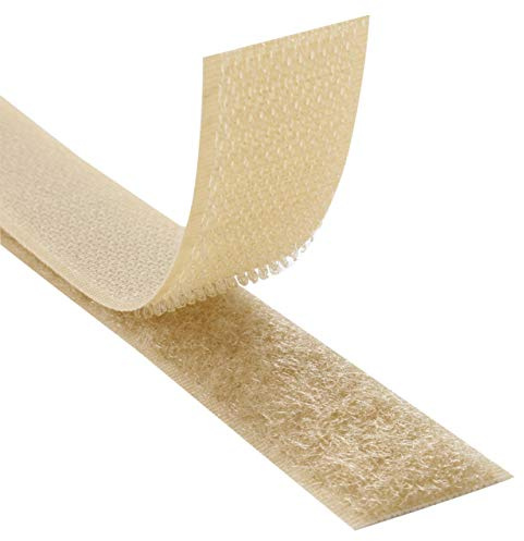 KLEBESHOP24 Kardborreband för sömnad – hake och ögla, utan lim/beige, 20 mm x 3 m
