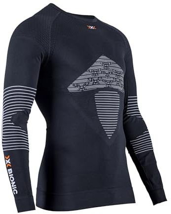 X-Bionic Energizer 4.0 Round Neck Long Sleeves Strato Base Camicia Funzionale, uomo, opal Black/Arctic White, 2XL