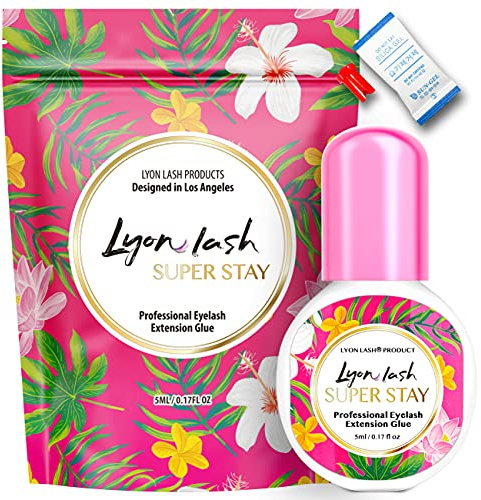 Lyon Lash Super Stay 5ml Eyelash Extension Performance Glue | 0.5 Sec Dry Time | Up to 8 Weeks Retention | Black Adhesive Supplies for Professional Use