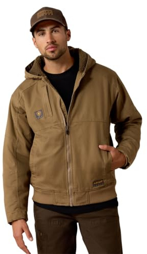 ARIAT Men's Field Khaki Rebar Duracanvas Hooded Work Jacket Beige/Khaki Medium