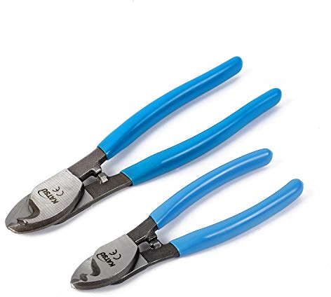 KATSU Kabelschere Kabelschneider Abisolierzange Drahtschneider 150mm (6) + 210mm (8), Hochleistungs Schneidezange für Aluminium Kupferdrähte 417346