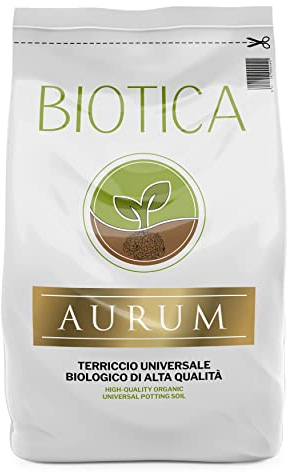 BIOTICA Aurum Terreau fertilisé avec Humus de Lombric - 20 litres - Idéal pour Les Plantes en Pot et Les Fleurs - Terreau Universel Organique de Haute qualité avec Humus de vers de Terre