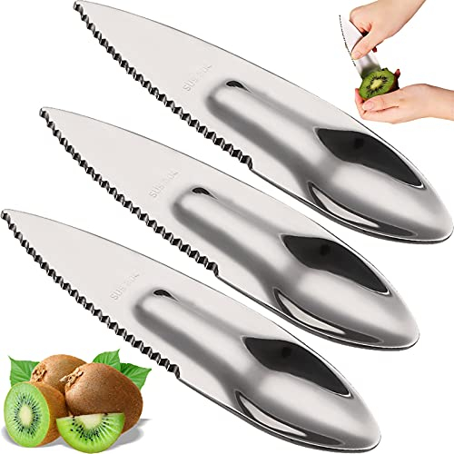 Obst Schneiden Löffel Obst Slicer Messer Slicer Peeler Cutter Obst Helfer Messer Löffel Küchenhelfer Edelstahl Kiwi Cutter Gemüse Slicer Messer Geeignet Für Äpfel Grapefruits Papaya Orangen 3 Stück