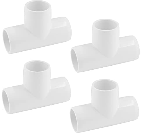 Unlorspy 4 Stück 3/4 Zoll Tee PVC Fitting, 3 Wege PVC Stecker 3/4 Zoll, 3 Wege PVC Rohrverbindung, Tee Möbel Grade für 3/4 Zoll PVC Rohr, DIY PVC Regal, Wasserversorgung (Weiß, 3/4 Zoll)