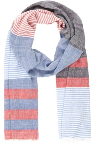 LINDENMANN Schal Herren blau-rot Herren-Schal dünn 55% Baumwolle/ 45% Viskose