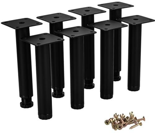 Lot de 8 pieds de meubles en métal réglables de 18 cm, pour armoire, table, canapé, chaise, bureau, placard de cuisine