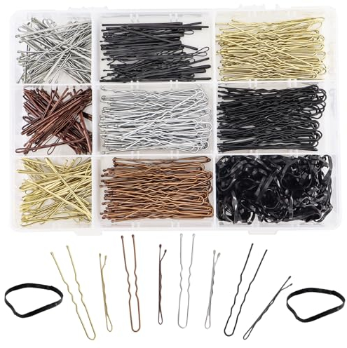 alwaiiz 420 Stück Haarnadeln Set, Metall Wellenform Haarklammern, Bobby Pins, U-haarklammern, Haargummi mit Aufbewahrungsbox, für Mädchen, Kinder, Friseure