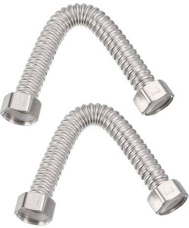 PATIKIL Tubo Flessibile in Acciaio Inossidabile per Scaldabagno G1/2 x 7,87, 2pz Tubo Flessibile Ondulato Durevole Connettore Scaldabagno per Raccordi Tubi Acqua