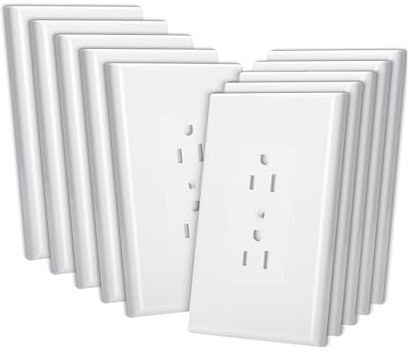 Bates Duplex Wall Outlet Covers - 10 Pack, White Wall Plates