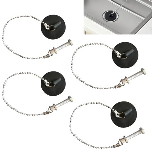 QTTRPCU 4 Stück Stöpsel für Spülbecken, Ø 42 mm und 50 mm Abflussstopfen Badewanne, Waschbeckenstöpsel Gummi mit Kette