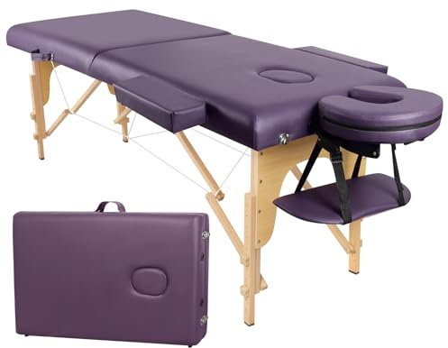 Eccellensedie Massageliege klappbar Kosmetikliege Massagetisch: 2-Zonen Holz Massageliegen Für Physiotherapie & Tattoo