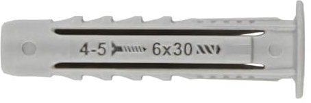 INDEX A PERFECT FIXING - TN4SA06 [TN4S-A] Taco de nylon de 4 segmentos con collarín ancho, Para todo tipo de materiales, Anudable, Medida 6 mm, Caja de 100 unidades