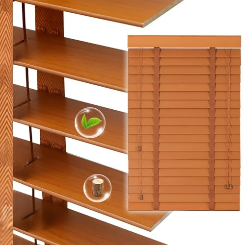 JFOZDM Maßanfertigung Holzjalousie 50mm, Jalousien Fenster Innen, Holzjalousie Innen, Sonnenschutz and Sichtschutz, Jalousien für Schlafzimmer, Terrasse, Büro, Einfache Montage, Mehrere Farben
