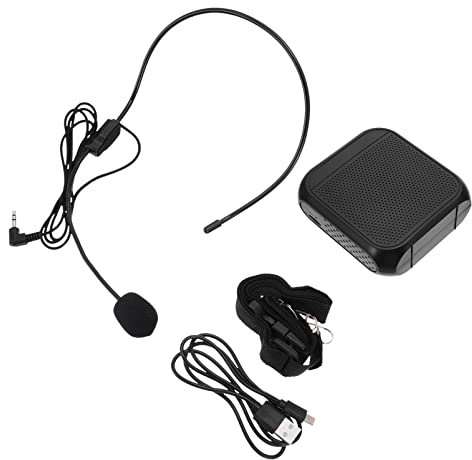 Lurrose Wireless Tour Guide Amplifier and Portable Speech Loud-speaker for Teachers, Rechargeable Mini Voice Amplifier Dc3.7v Power, Compact Black Design for Street Vendors and Classroom Use