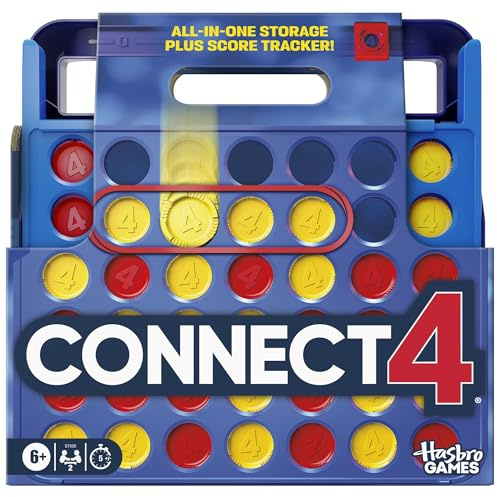 Official Hasbro Games Connect 4 Game (2025 Edition) | All-in-1 Storage, Carrying Case, Score Tracker | Ages 6+ | 2 Players | Family Games for Kids