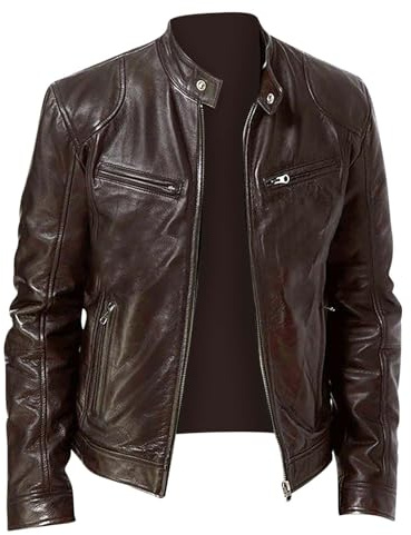 UHouse Blouson Moto Homme Vêtements Cuir Bomber Pour Hommes Vetement Cowboy Bombers Blousons Steampunk Veste Chic Automne Hiver Legere Brun 3XL