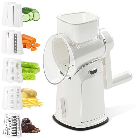 Beewiner Tagliaverdure Manuale Multifunzionale, 5 Set di Lame Intercambiabili, Grattugia Formaggio e Verdure, Affetta Patate e Carote, Taglia Verdure Julienne, Utile per Cucina Domestica, Preparazione