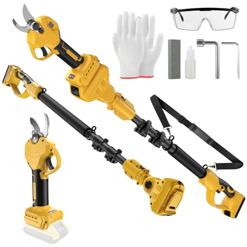 2 IN 1 Electric Pruning Shears Cordless with Pole for Dewalt 20V MAX Battery, 14Ft Reach, 1.2 Cutting Diameter, Brushless Motor Branch Cutter - for Gardening & Tree Trimming (No Battery)