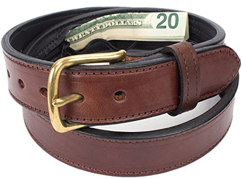 Hidden Money Belt for Travel for Men, Genuine Leather Belt with Hidden Zipper Pocket & Secret Storage