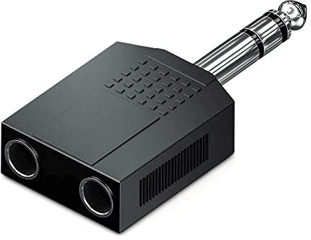 cablepelado – Adattatore audio stereo 2 x jack 6.35/H – Jack 6.35/M nero