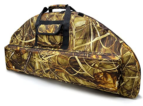 Silfrae Compound Bow Case Soft Bow Padded Case Light-Weight Bow Carry Bag with Arrow Pocket (Withered grass, L)