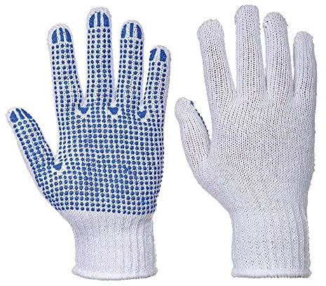 Portwest A111 Klassisk Polka Dot Hanske, Regelbunden, Storlek XS, Vit/Blå