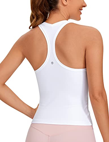 CRZ YOGA Butterluxe Racerback Tank Tops for Women - Yoga Workout Casual Gym Athletic Camisole Tight Sleeveless Shirts White Medium