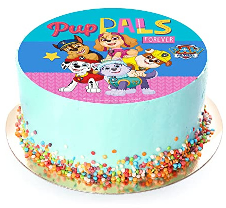 Kardasis Pat Patrouille cake topper avec papier sucre | Topper comestible pour gâteaux | Disque Azyme Décoration de gâteau pour l'anniversaire à thème Pat Patrouille | 20cm
