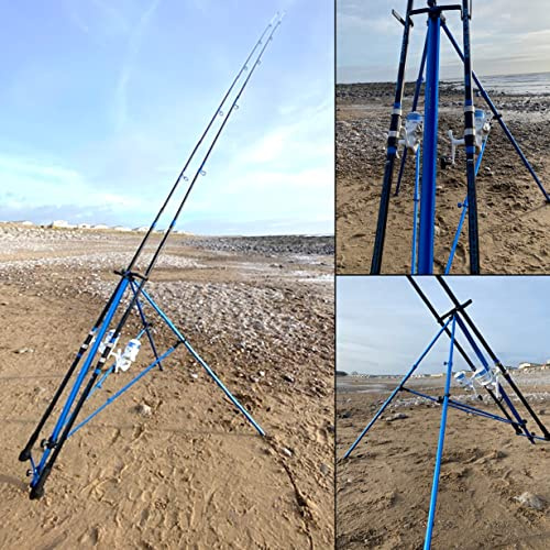 DELUXE SEA FISHING SET 2 15FT LIDSTERS RODS + 2 LFS BLUE OCEAN SEA REELS TRIPOD